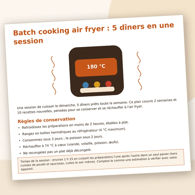 Couverture du fichier Batch cooking air fryer : 5 dîners en une seule session, vendu séparément