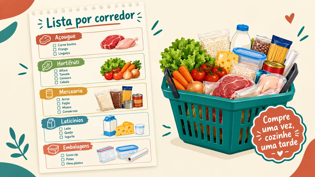 Lista de compras e cardápio semanal para congelar marmitas