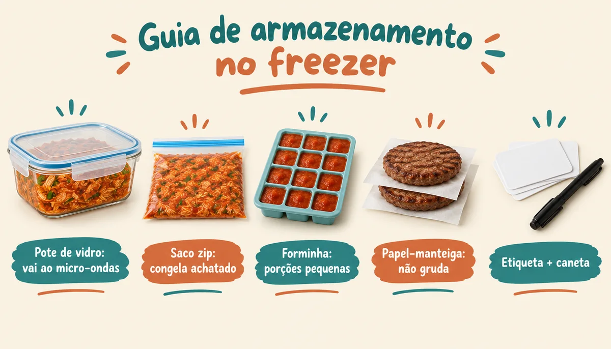 Embalagens adequadas para congelar comida pronta