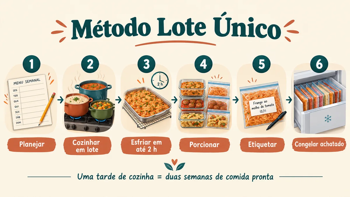Cozinhar um lote único para congelar várias refeições