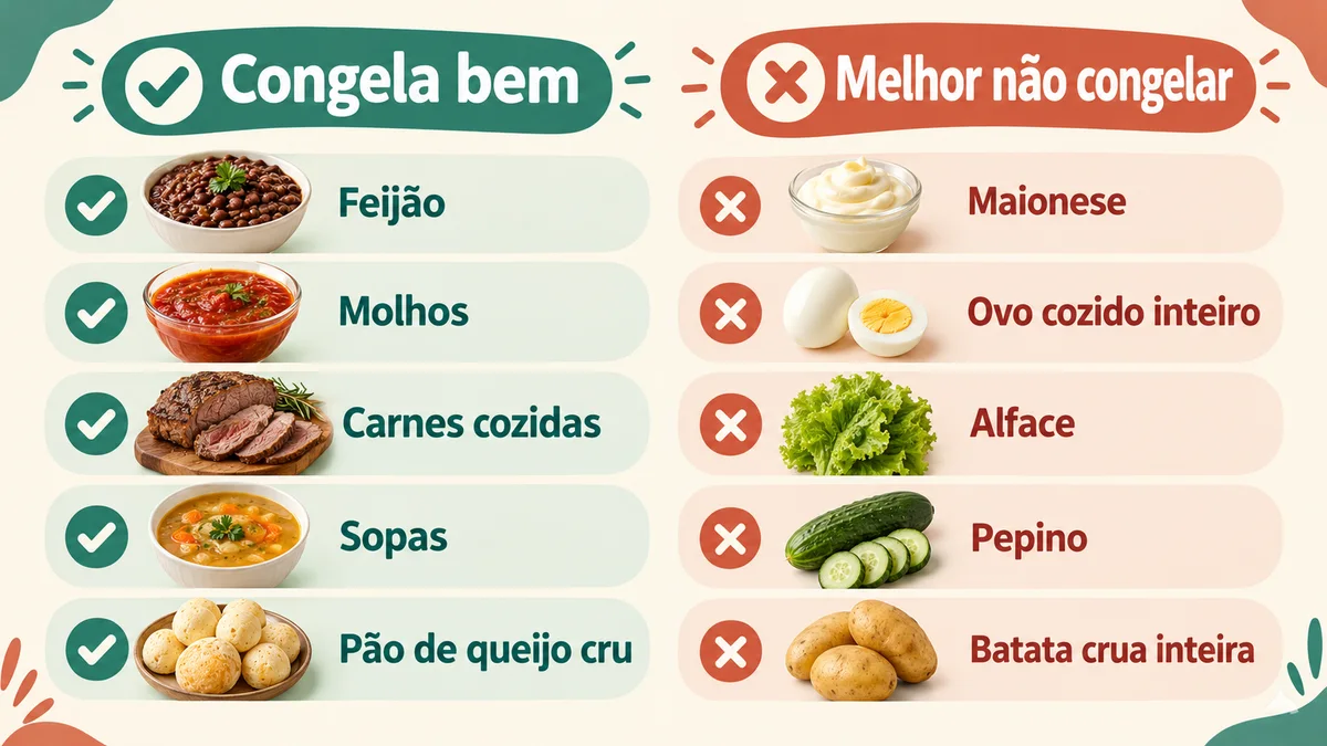 Alimentos que não congelam bem e alternativas