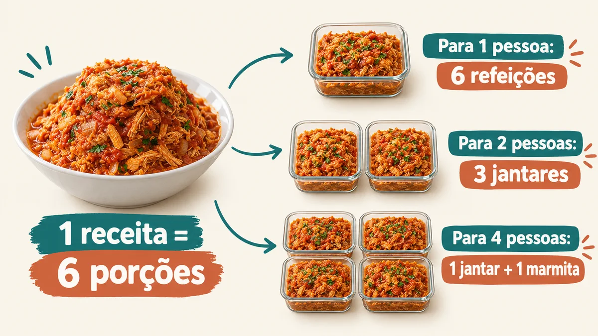 Porções de arroz separadas em embalagens para congelar